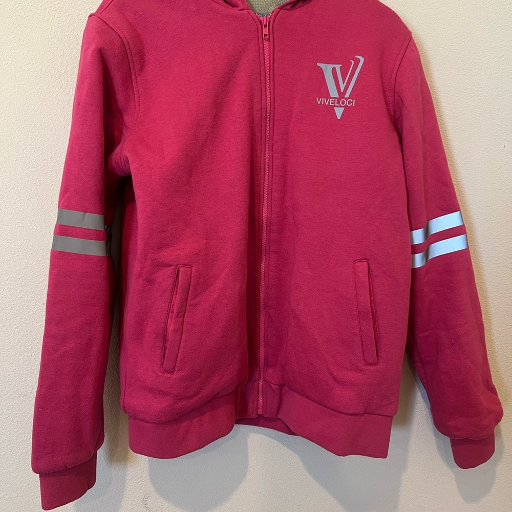 Vibrant Pink Athletic Hoodie with Stripes